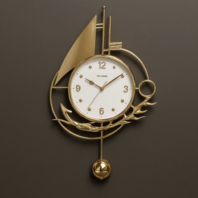 Golden Sailboat Wall Clock by TRI HOME