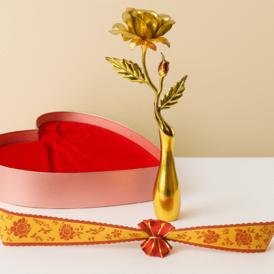 24K Golden Rose with Designer Gift Box & Ribbon