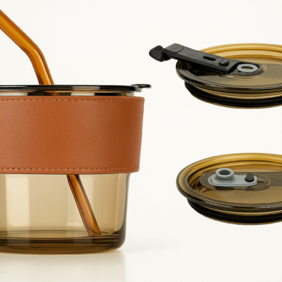 Premium Glass Tumbler with Leather Sleeve