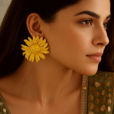 Golden Blossom Statement Earrings