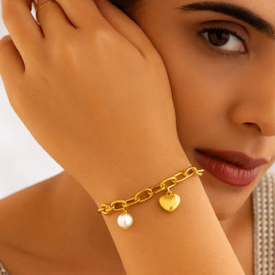 Golden Charm Link Bracelet